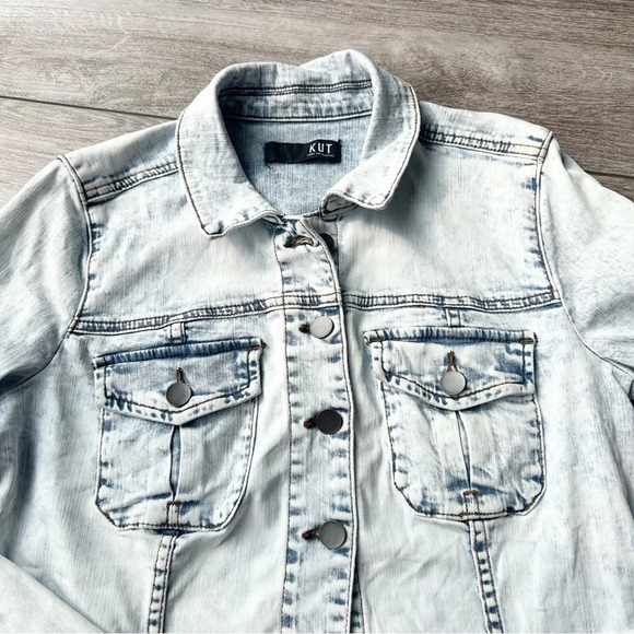 Kut From the Kloth Light Wash Distressed Jean Jacket - Picture 6 of 16